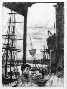 Whistler etching Rotherhithe or Wapping.